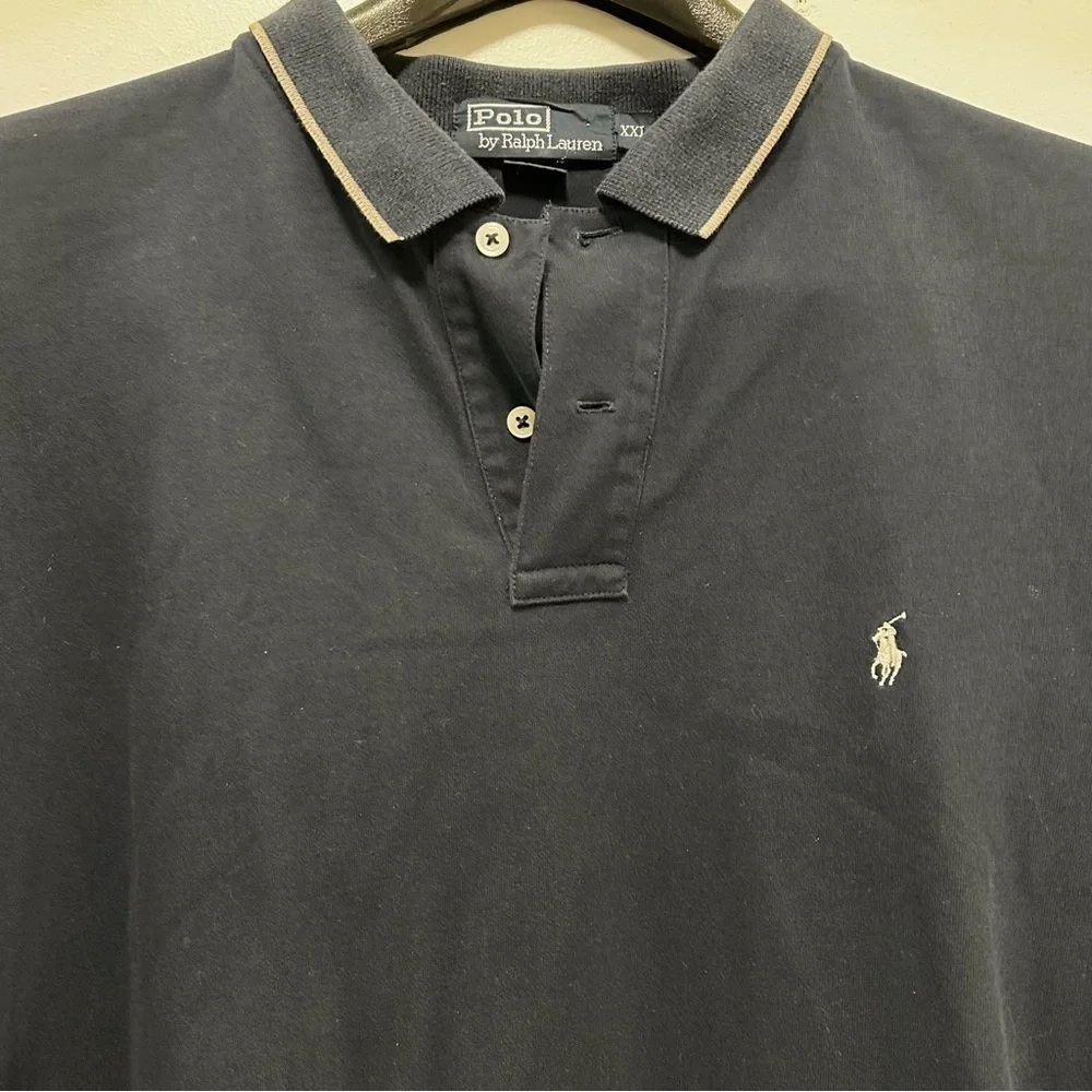 Polo Ralph Lauren Men’s Blue & Tan Trim Short Sleeve Cotton Polo Shirt SZ XXL